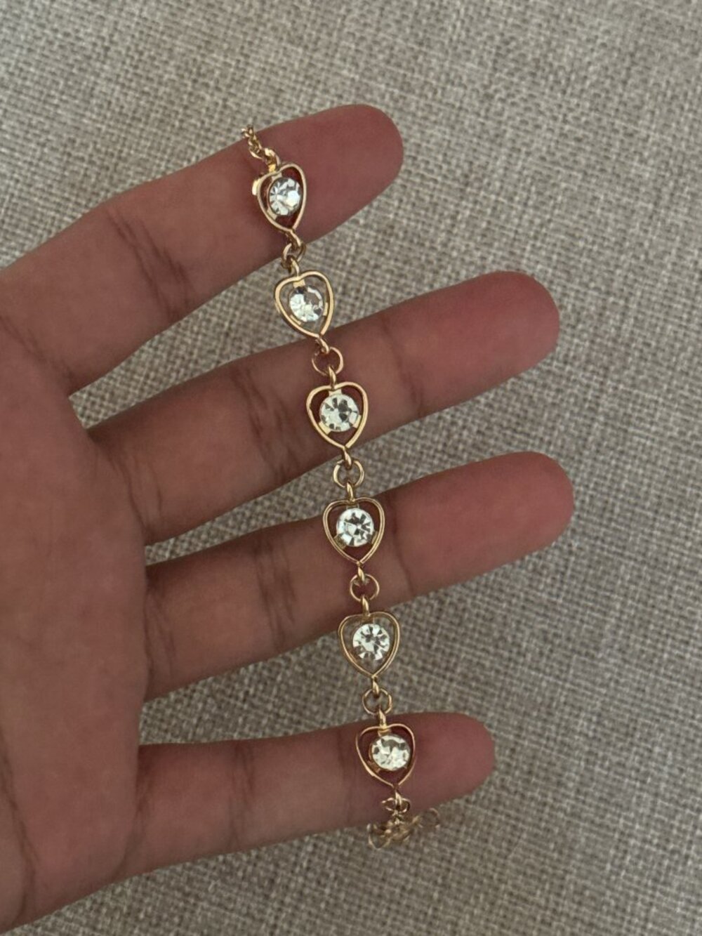 Gold Open Heart Crystal Link Bracelet